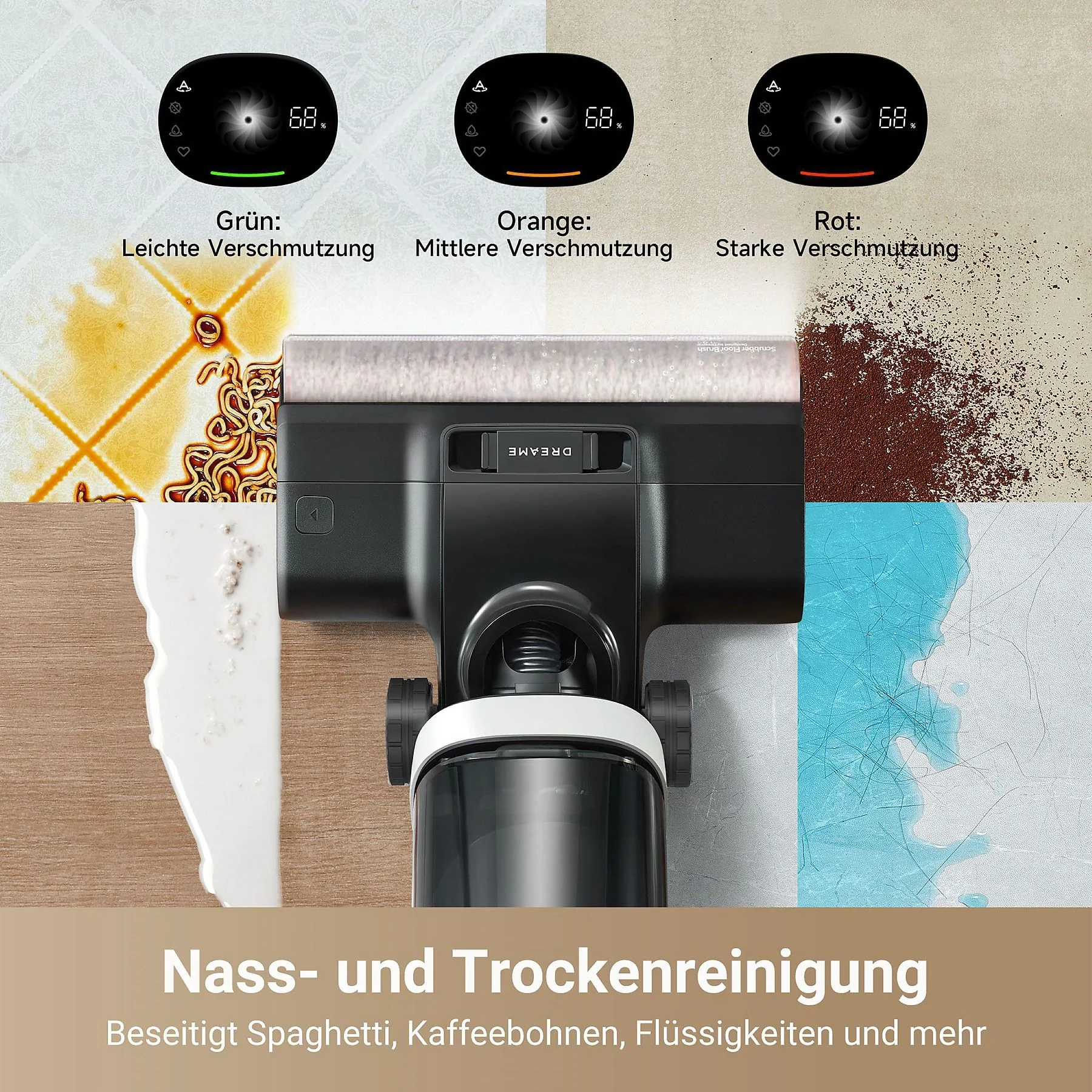 DREAME H14 Pro Nass und Trockensauger Schwarz für Böden und Teppiche