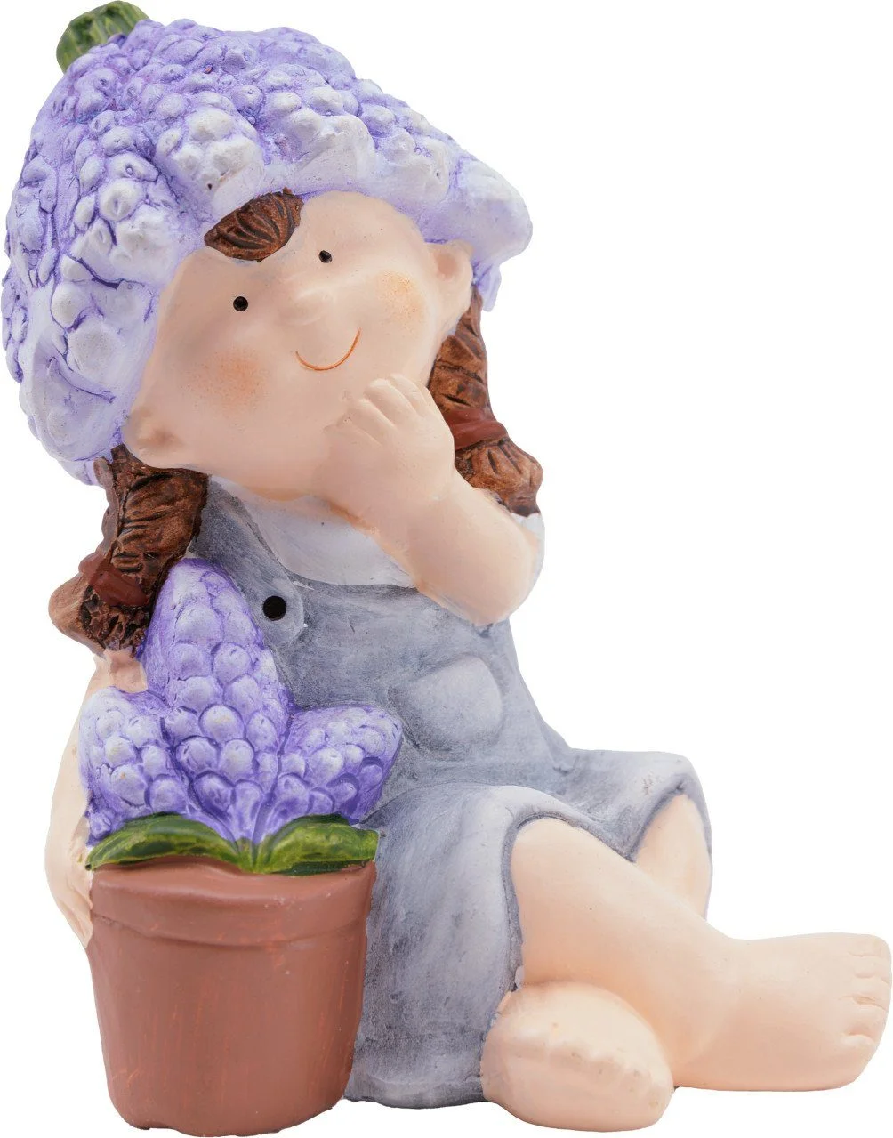 Dekofigur „Mädchen“ aus Keramik, 14,5 cm, weiß/lila