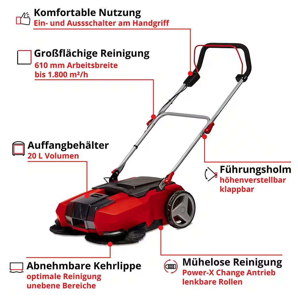 Akku Kehrmaschine Handkehrmaschine TE SW 18 610 Li Solo