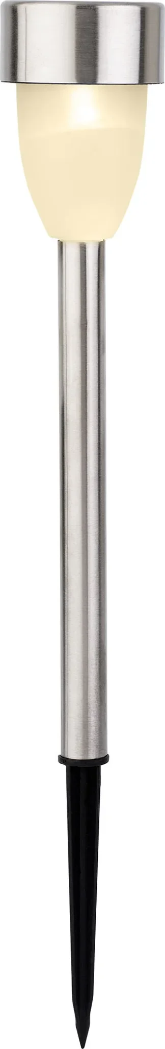 Lumineo LED Solar-Stablampe Ø 5,5 cm, Höhe 26 cm, warmweiß, Edelstahl