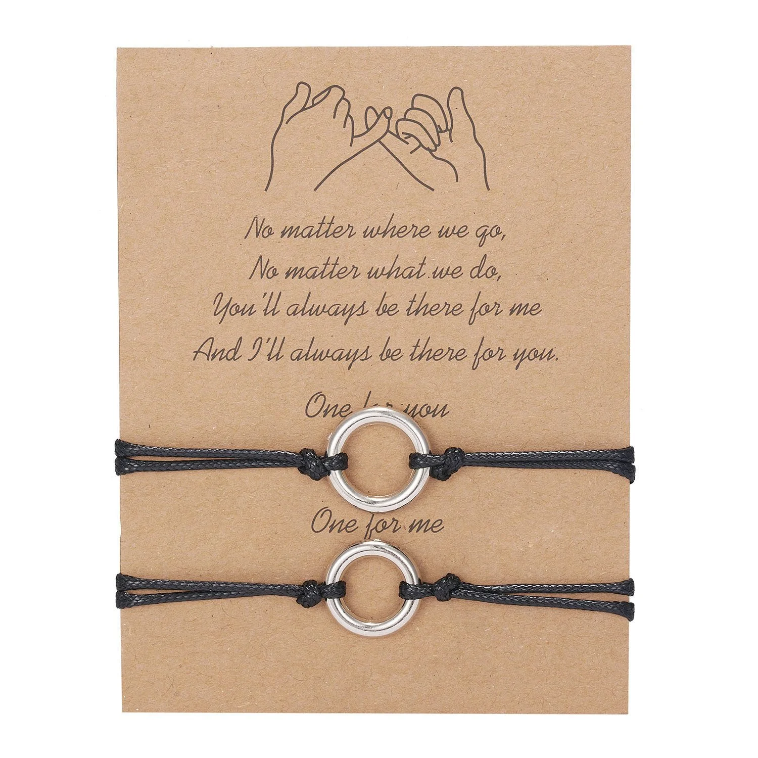 KARMA Partnerarmband-Set – Stoff & Metall – Schwarz • Verstellbar • 2-teilig