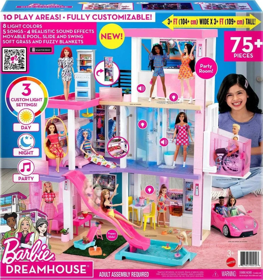 Barbie Puppenhaus Traumhaus 110 cm, 3 Etagen, 75 Teile, Spielset