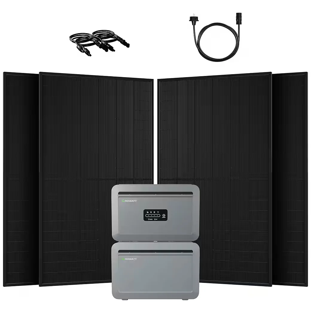 Balkonkraftwerk 2000W Bifazial PV mit Speicher Growatt NEXA 2000 4096-8192 Wh LFP