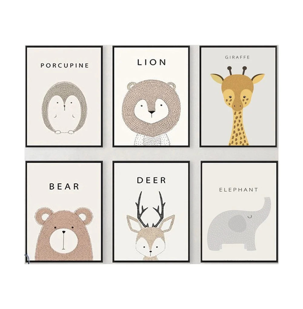 Kinderzimmer Poster-Set „Waldtiere“ – 6er-Set, A4