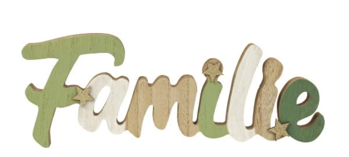 MF Deko-Schriftzug „Familie“ – Buntes Holzschild im stilisierten Design, 30 cm