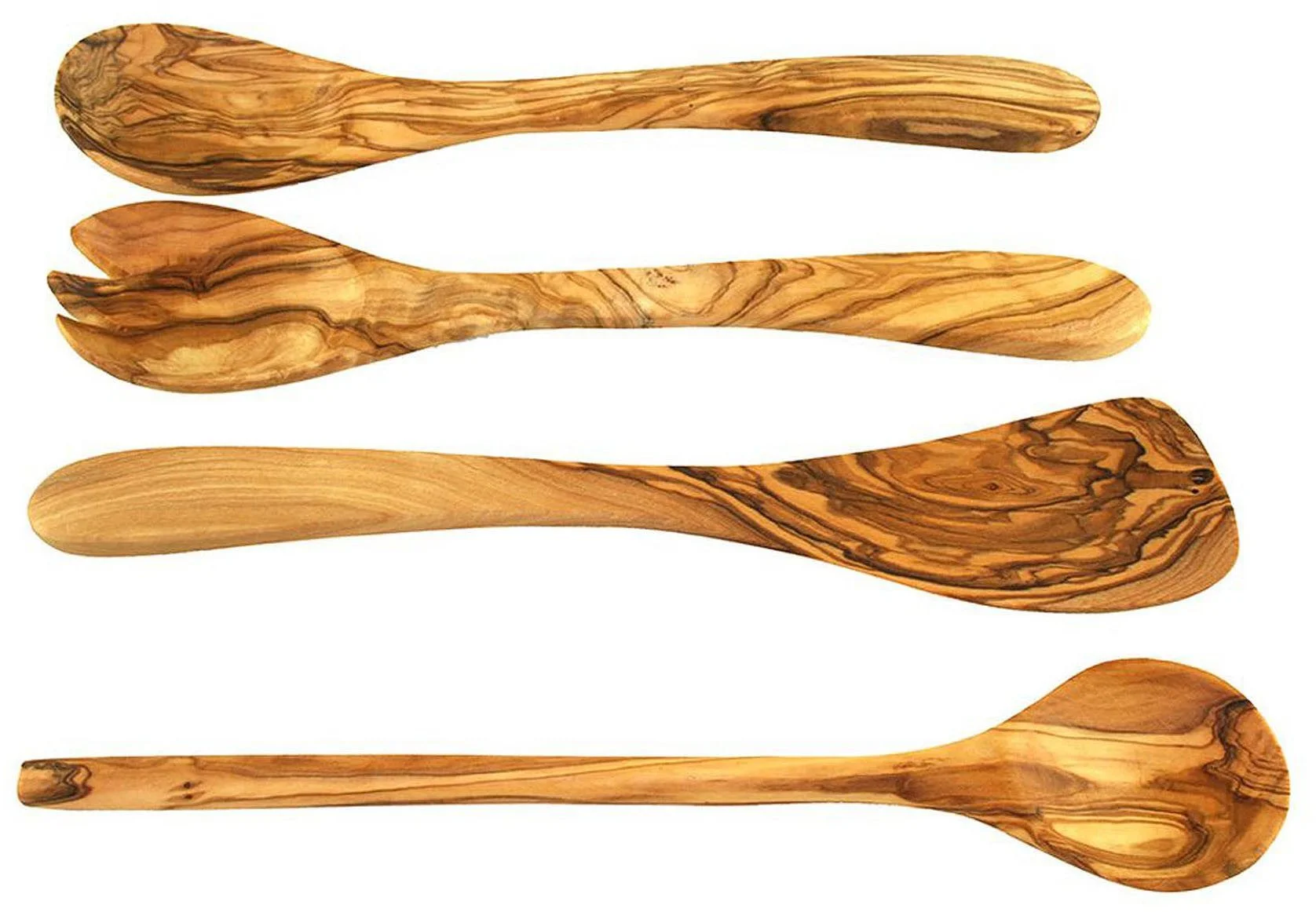Olivenholz-erleben Kochbesteck-Set – 4-tlg. aus naturbelassenem Olivenholz