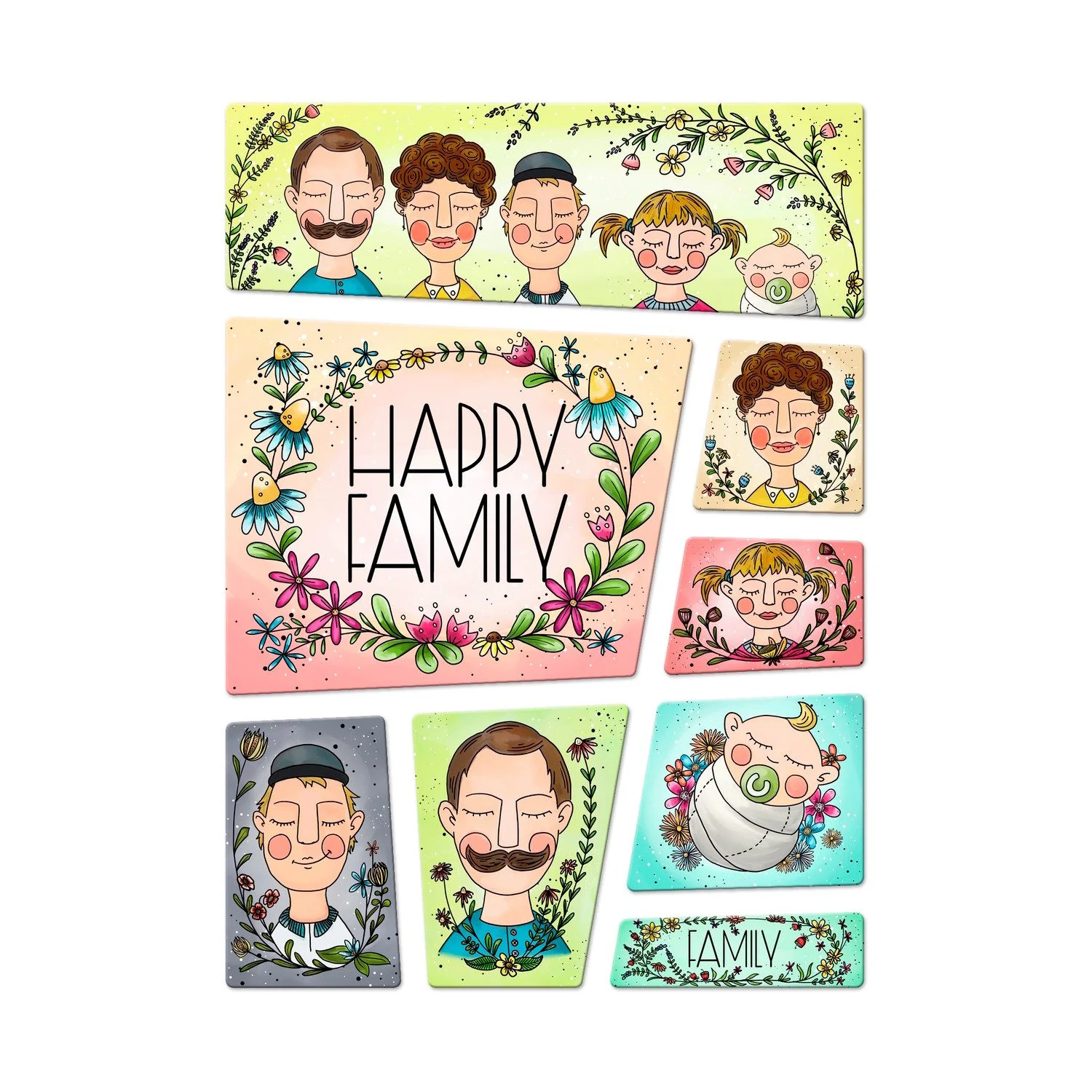 Happy Family – Kühlschrankmagnete 8er-Set