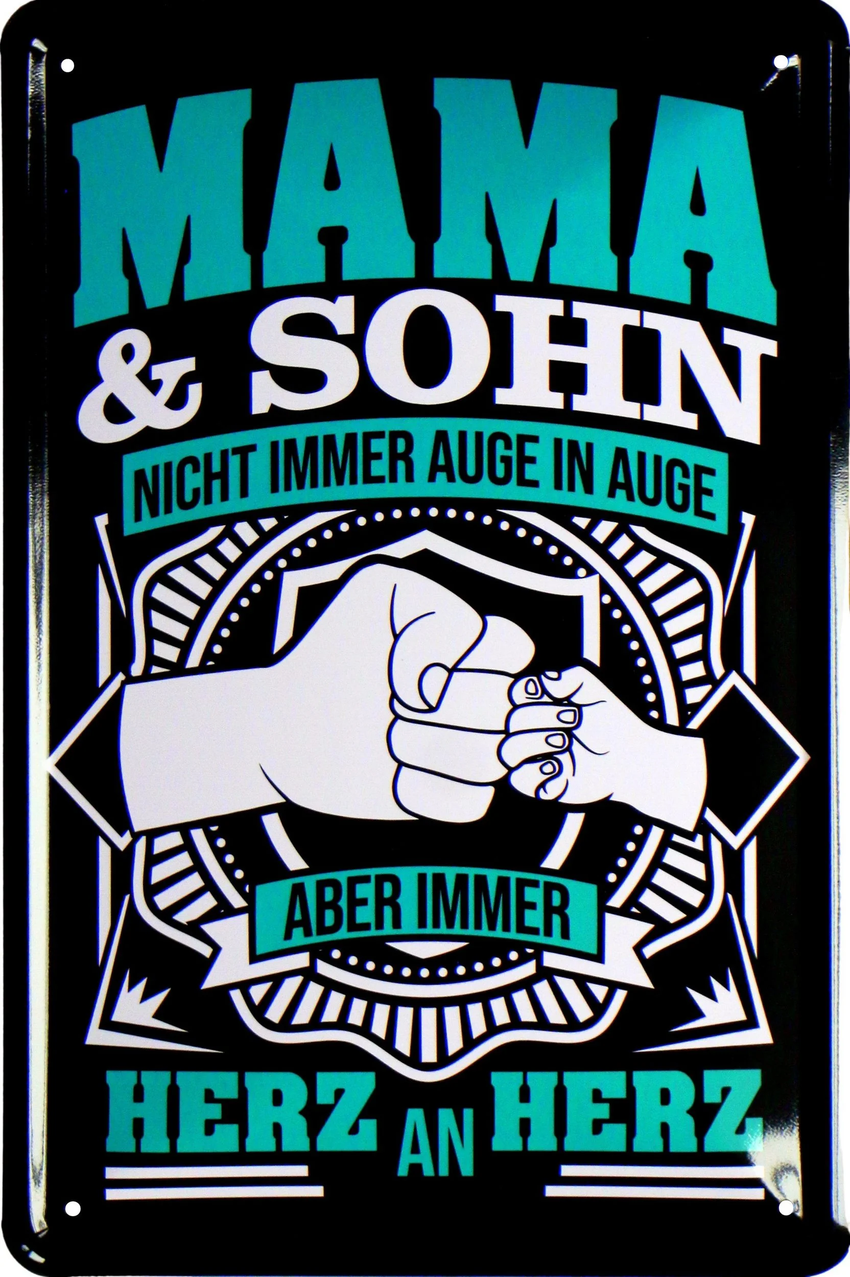 WOGEKA ART Metallbild „Mama & Sohn – Herz an Herz“ • 20×30 cm