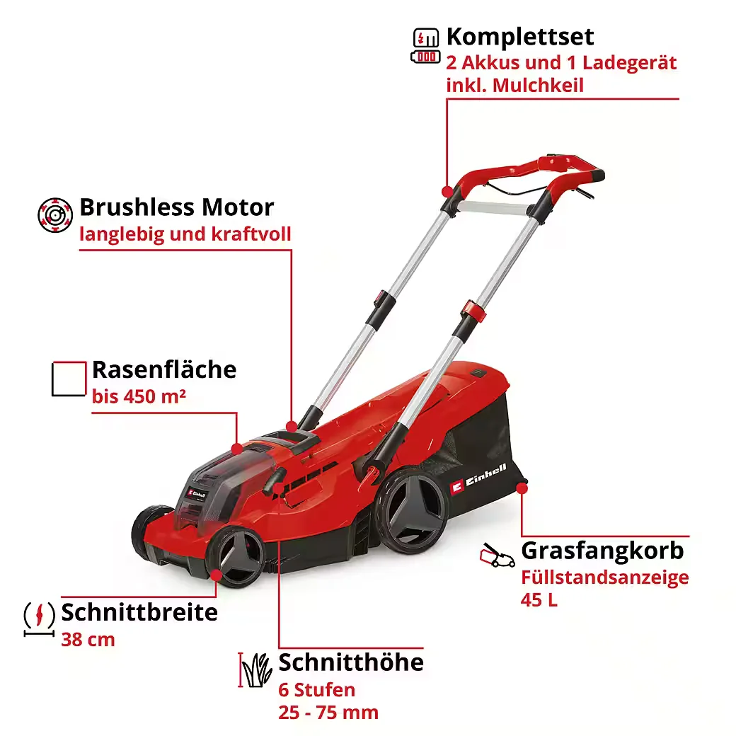 Akkurasenmäher GP CM 36 450 Set 2x 4Ah 36 V kabellos