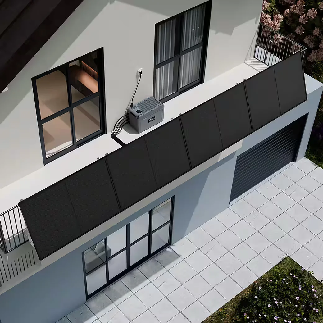 Balkonkraftwerk 910W bifazial PV All in One Growatt NEXA 2000 2048Wh