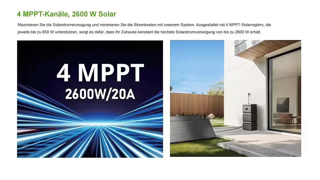 Balkonkraftwerk 2000W Bifazial PV mit Speicher Growatt NEXA 2000 4096-8192 Wh LFP